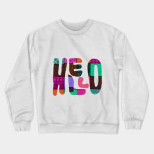 Quilted Patchwork Hello Design Crewneck Sweatshirt